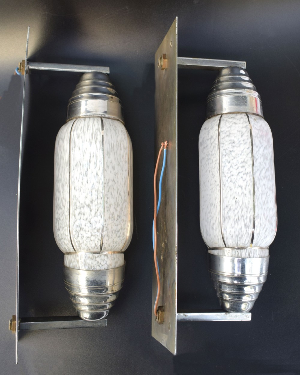 Art Deco Machine Age Bullet Shaped Wall Lights, c1930 View V