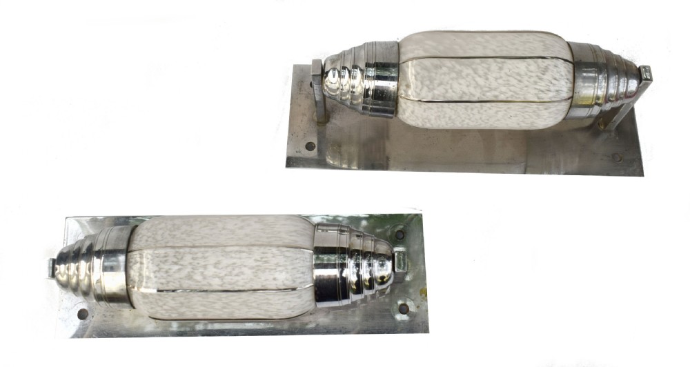 Art Deco Machine Age Bullet Shaped Wall Lights, c1930 View VI