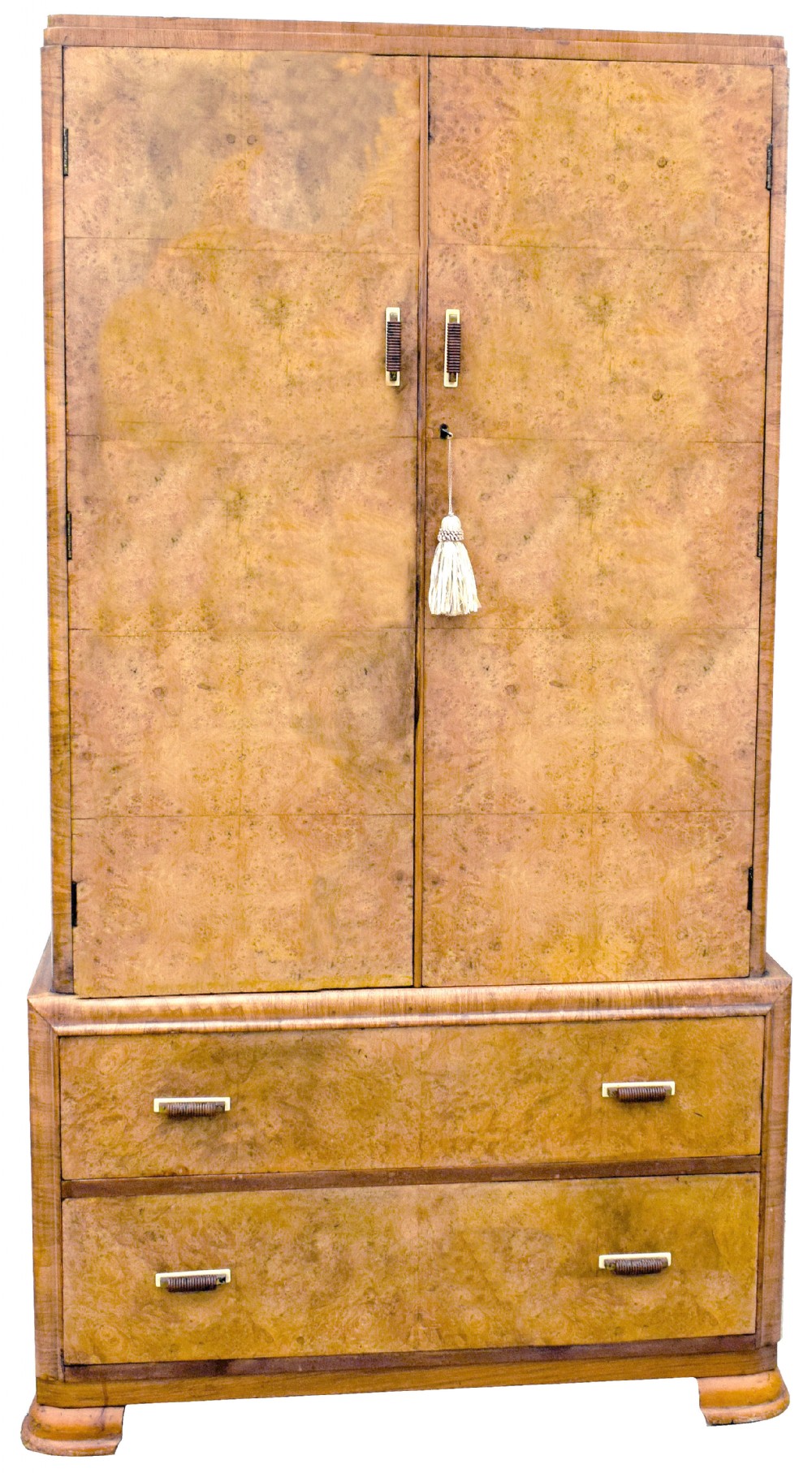 Art Deco Blonde Walnut Tallboy, Circa 1930