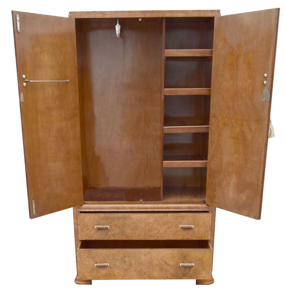 Art Deco Blonde Walnut Tallboy, Circa 1930 View V