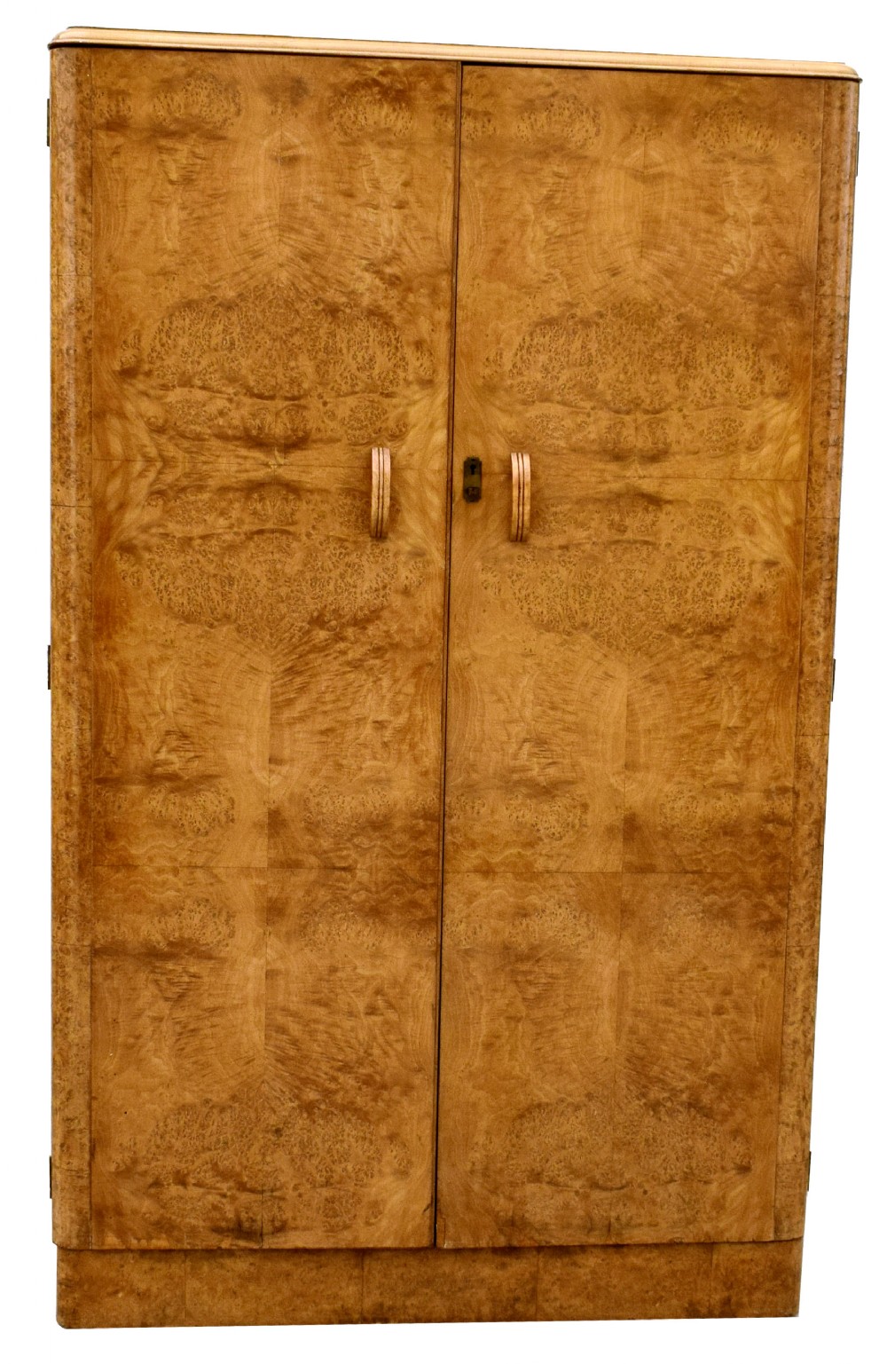 Art Deco Heavily Figured Blonde Walnut Double Wardrobe , c1930