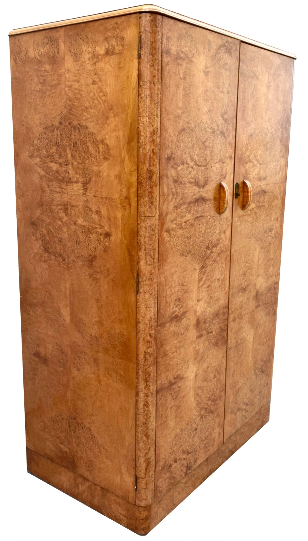 Art Deco Heavily Figured Blonde Walnut Double Wardrobe , c1930 View II