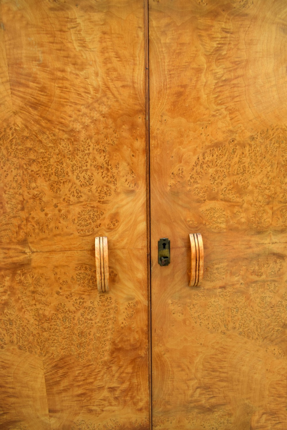 Art Deco Heavily Figured Blonde Walnut Double Wardrobe , c1930 View III