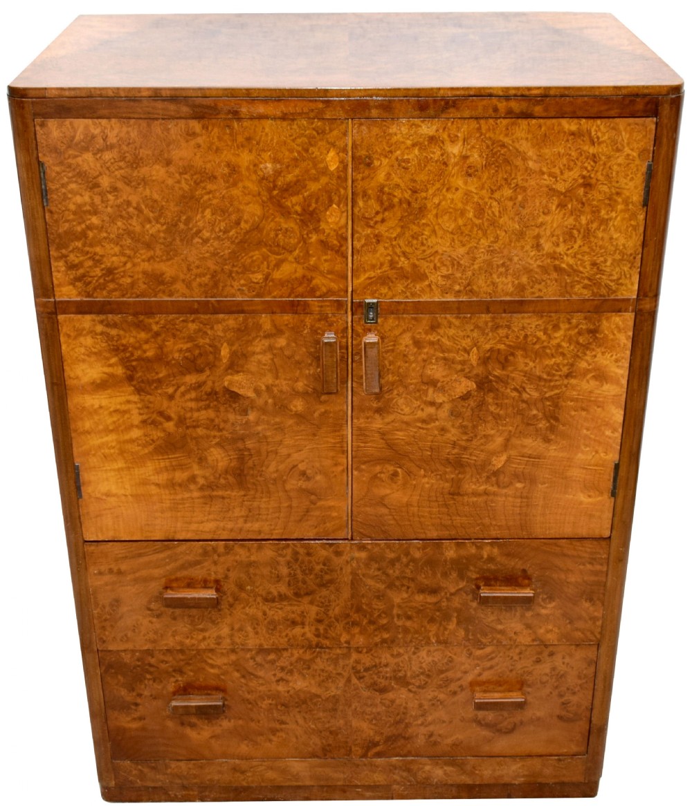 Art Deco Walnut Tall Boy, Circa 1930