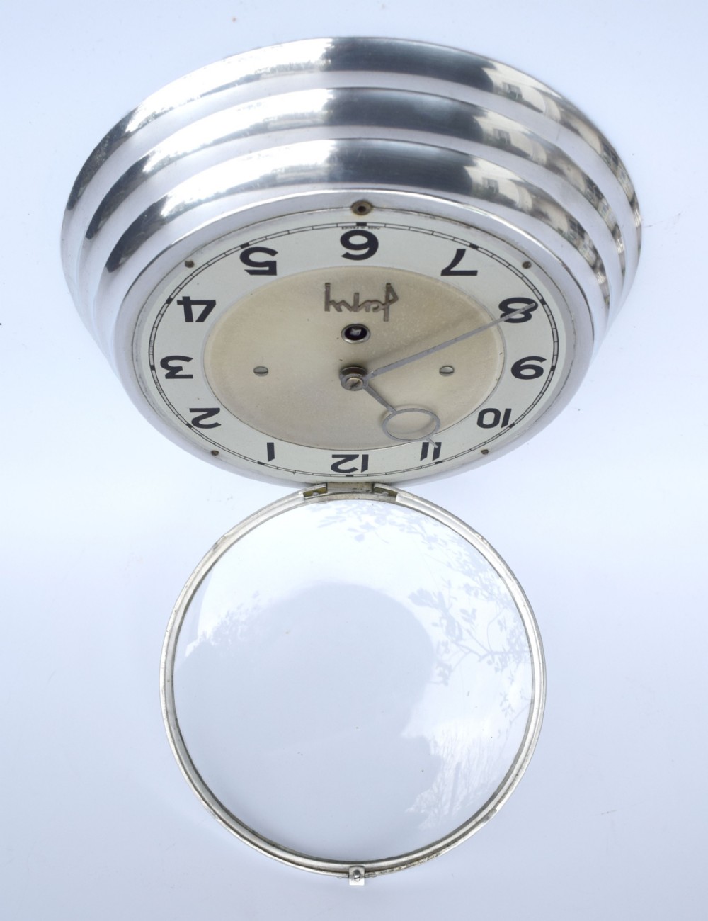 Art Deco French Chrome Wall Clock By Japy Freres, C1930 View III