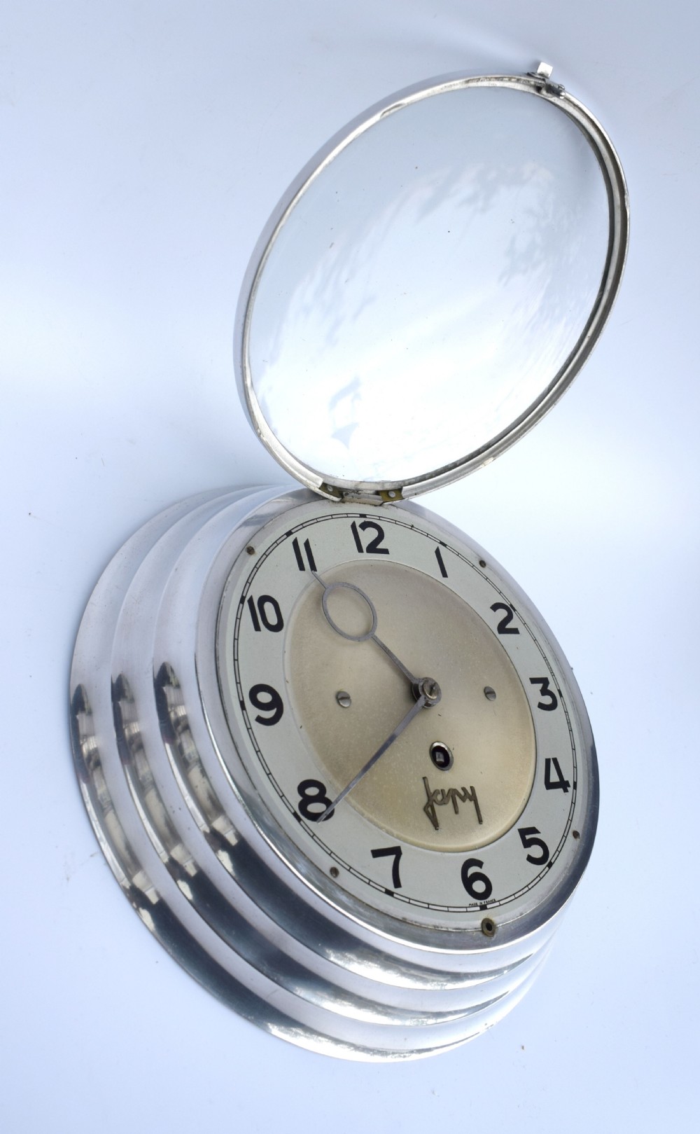 Art Deco French Chrome Wall Clock By Japy Freres, C1930 View IV