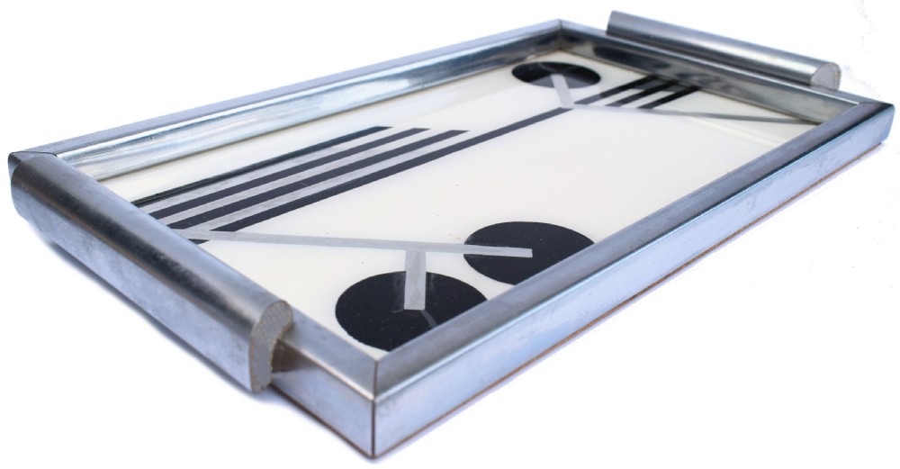 Art Deco Reverse Painted Cocktail Drinks Tray, C1930 View II