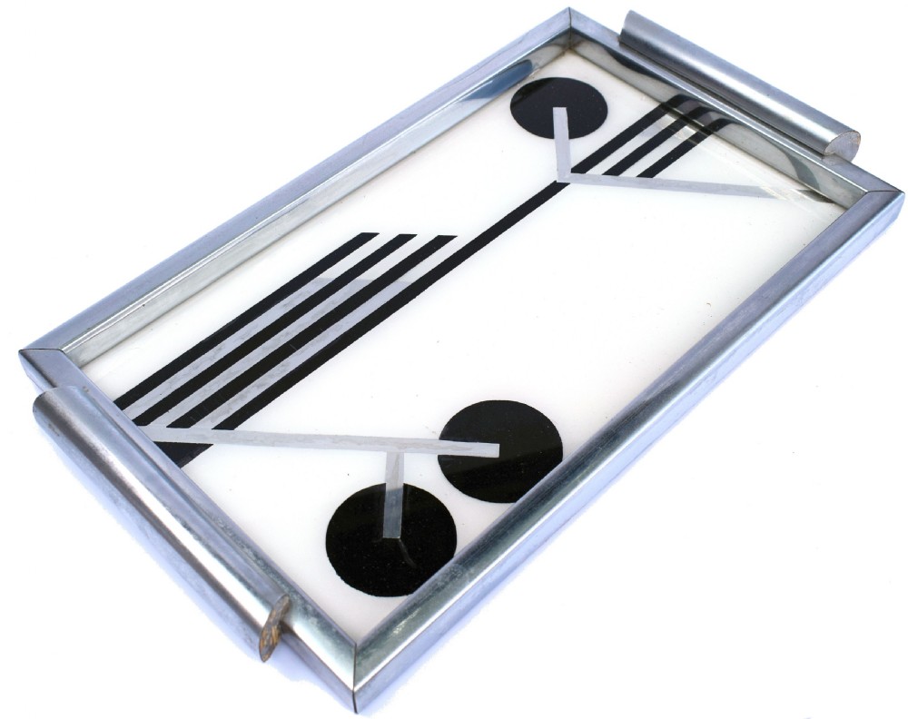 Art Deco Reverse Painted Cocktail Drinks Tray, C1930 View IV