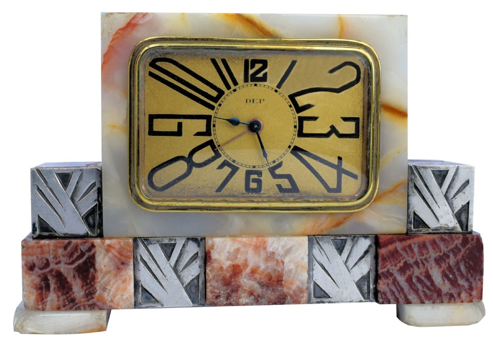 Art Deco French Marble Clock By Dep, c1930's 