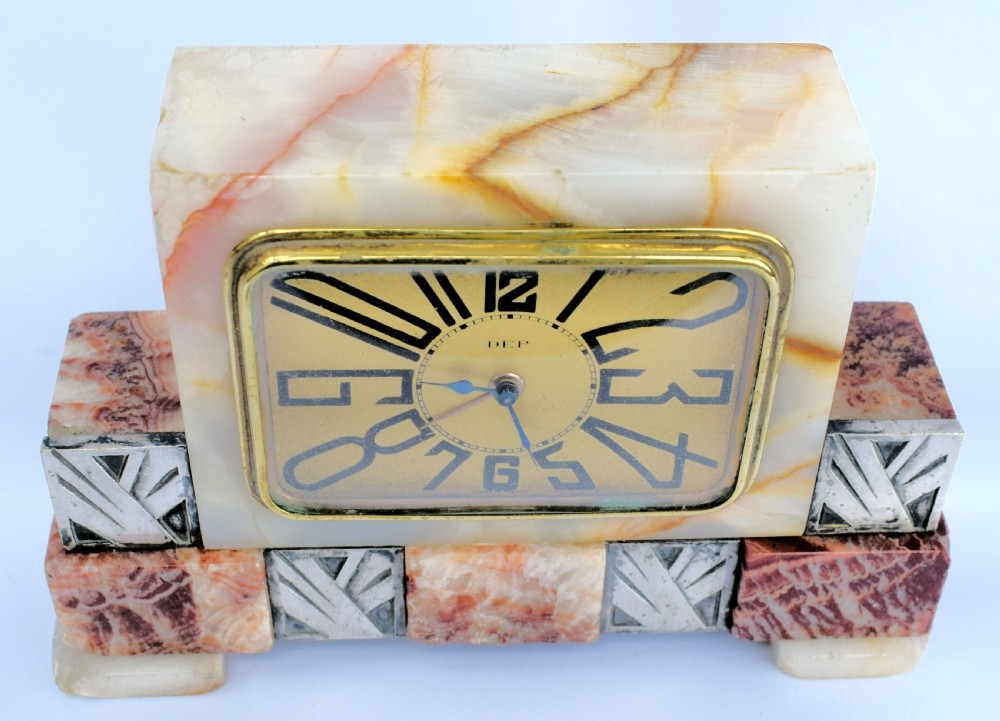Art Deco French Marble Clock By Dep, c1930's  View II