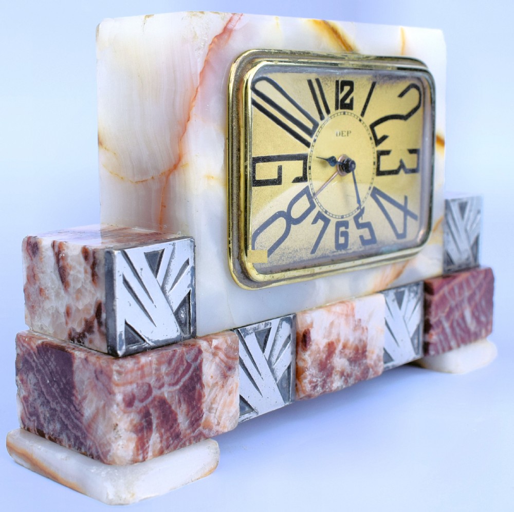 Art Deco French Marble Clock By Dep, c1930's  View III