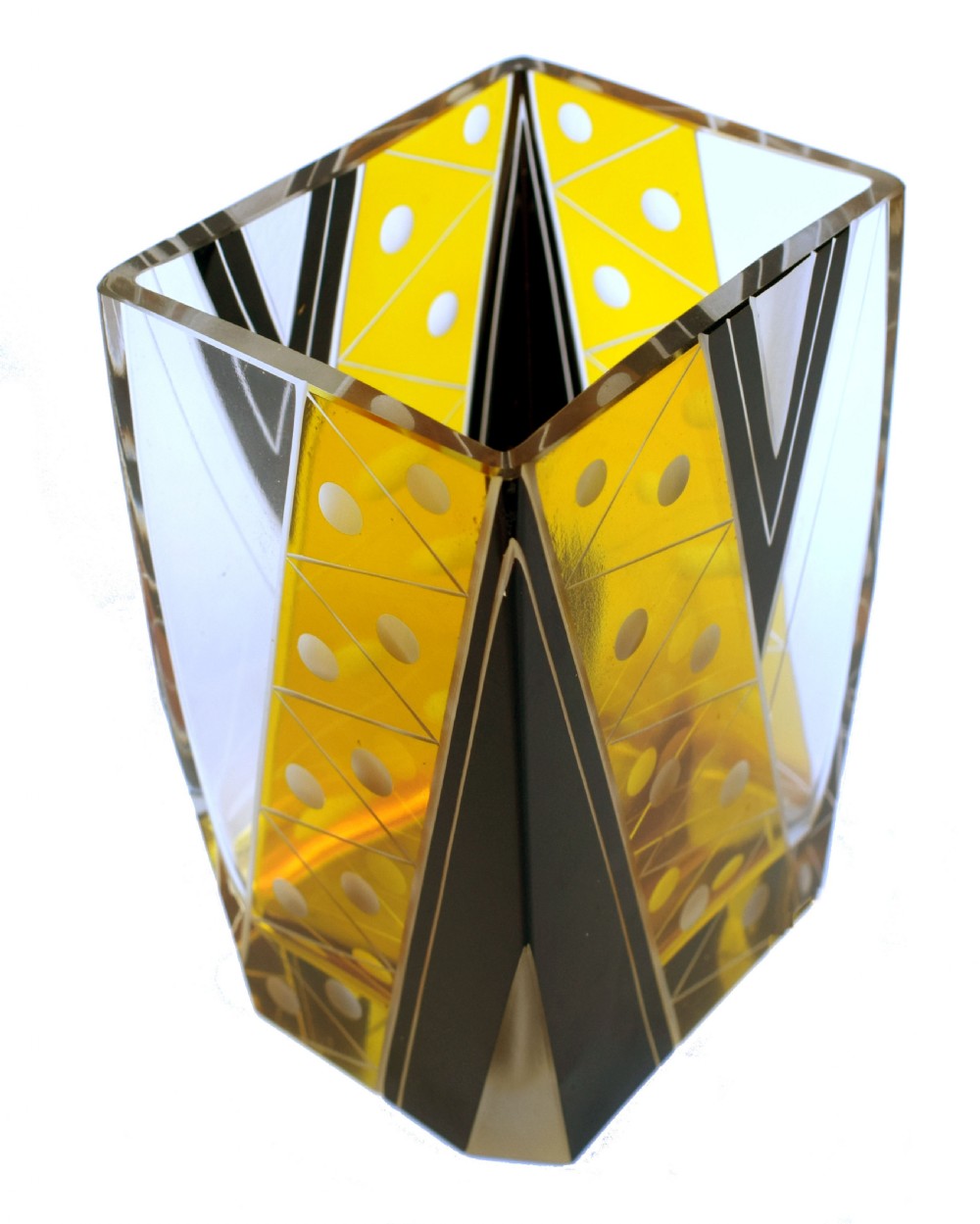 Art Deco Geometrically Decorated Glass Vase, C1930 View III