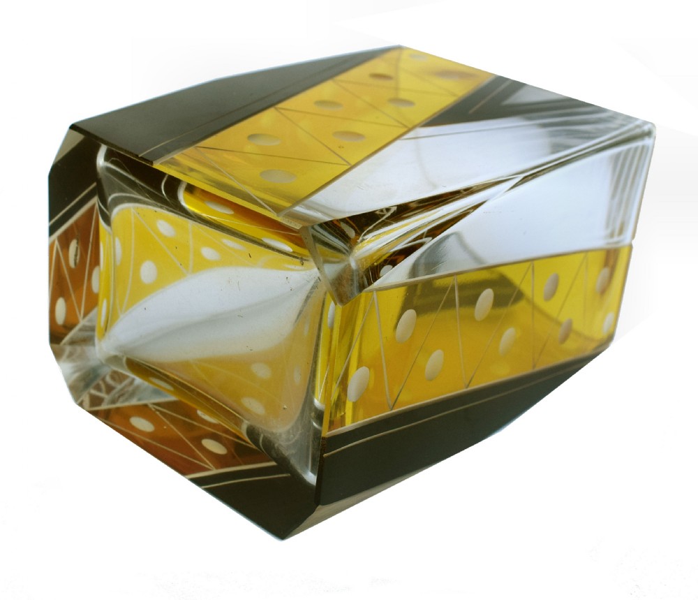 Art Deco Geometrically Decorated Glass Vase, C1930 View V