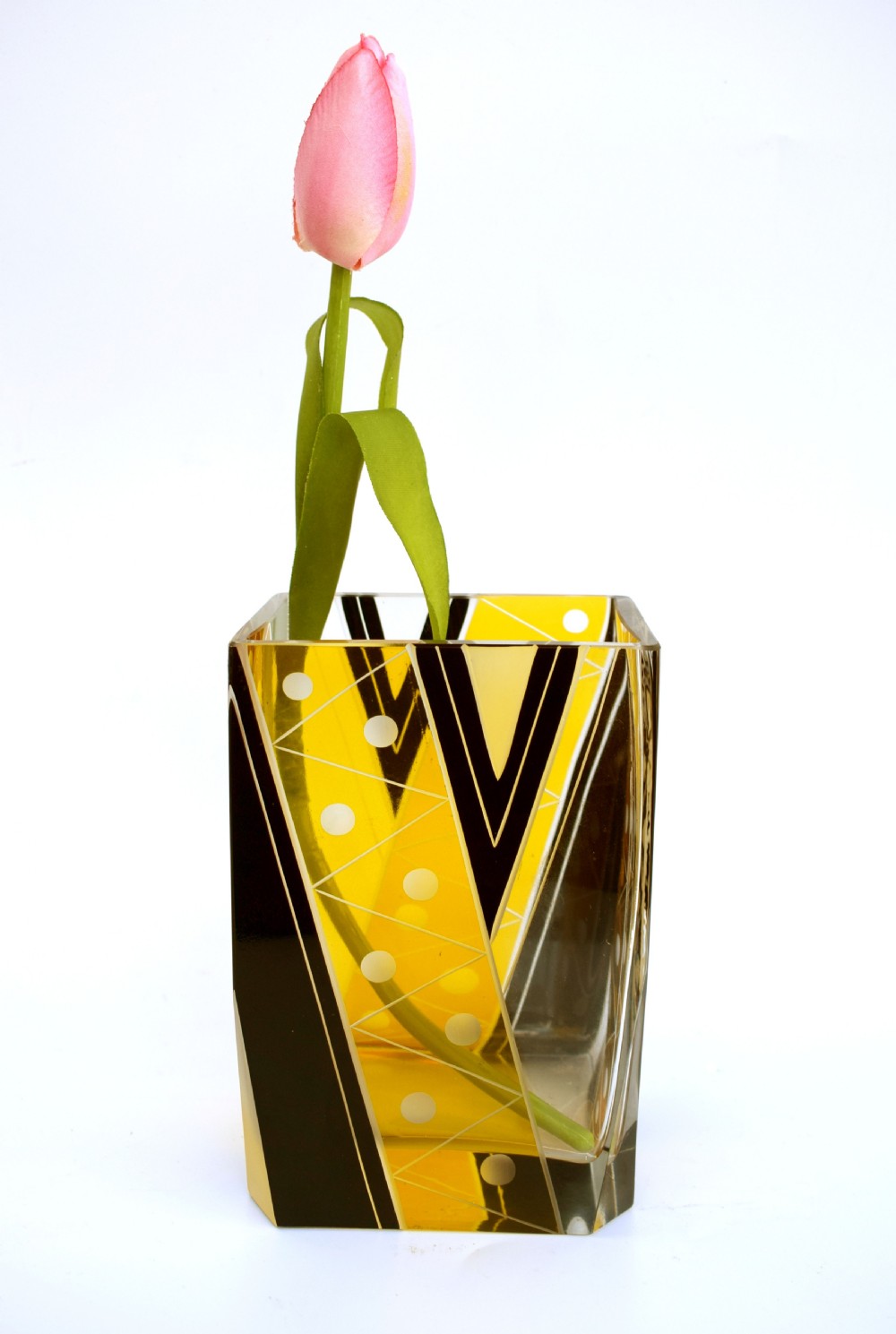 Art Deco Geometrically Decorated Glass Vase, C1930 View VI