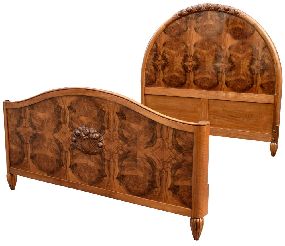 Art Deco King Size French Walnut Bed, c1930s View VI