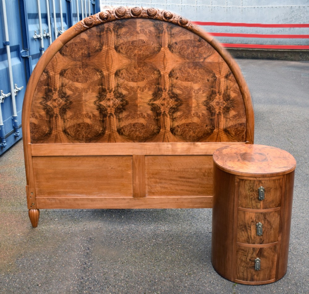 Art Deco King Size French Walnut Bed, c1930s View VII