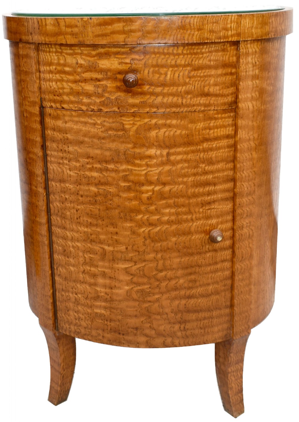 Art Deco Cylindrical Chinese Burl Ash Cabinet , c1930