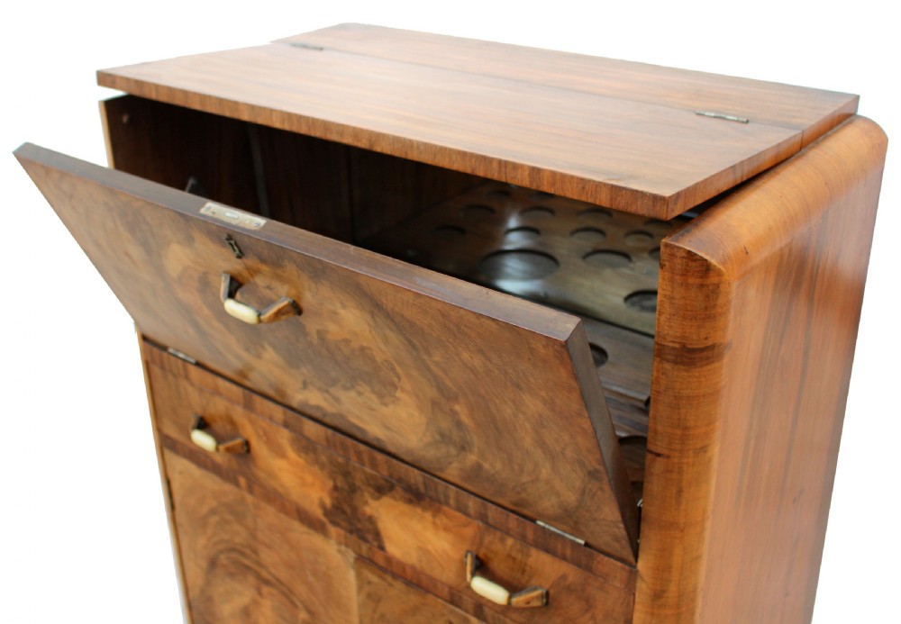 Art Deco Walnut Upright Cocktail Cabinet, c1930's  View V
