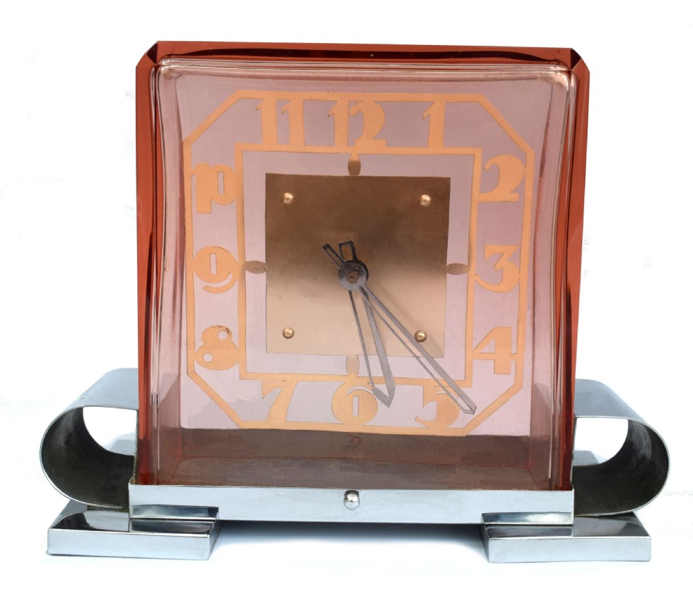 Rare Art Deco Modernist French Mantle Clock, c1930 View V