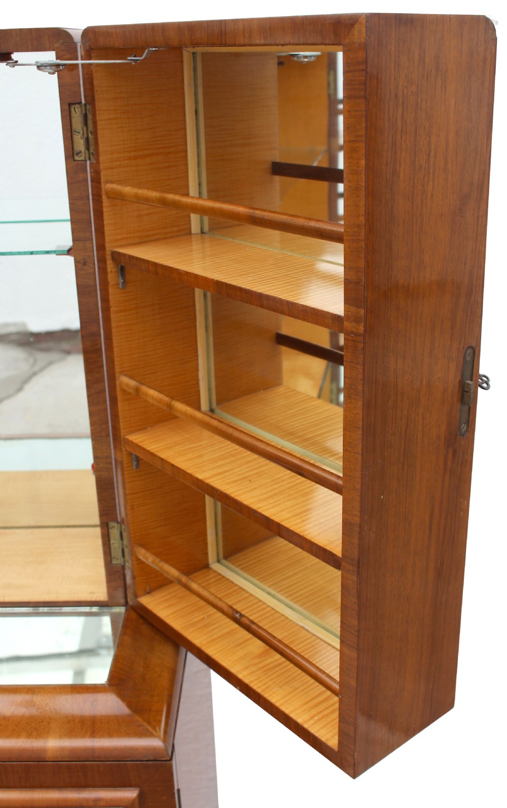 Art Deco 1930's Walnut Fronted Cocktail Drinks Cabinet View V