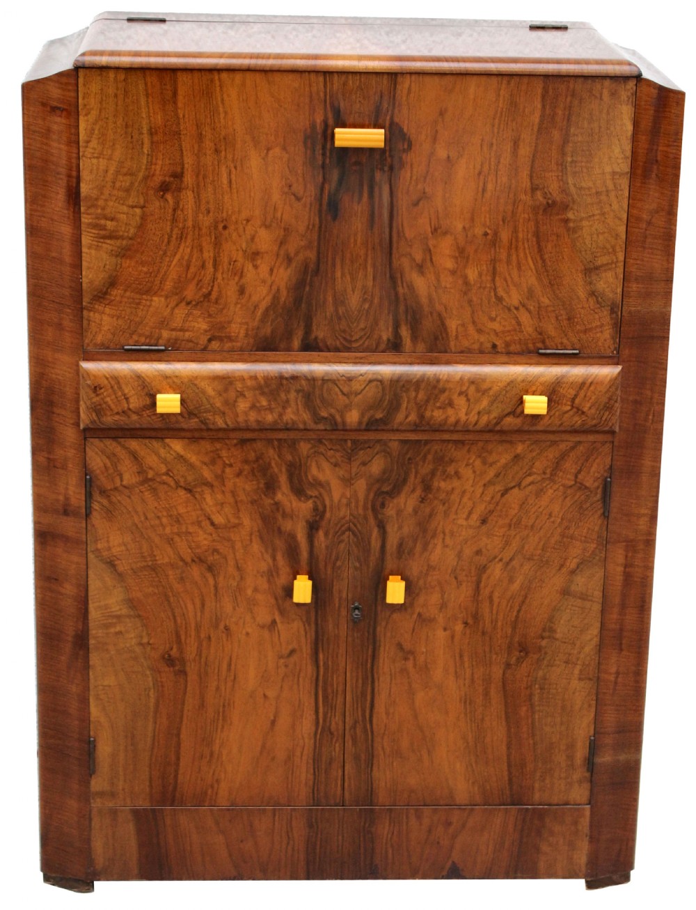 Art Deco Walnut Upright Cocktail Cabinet, c1930's 