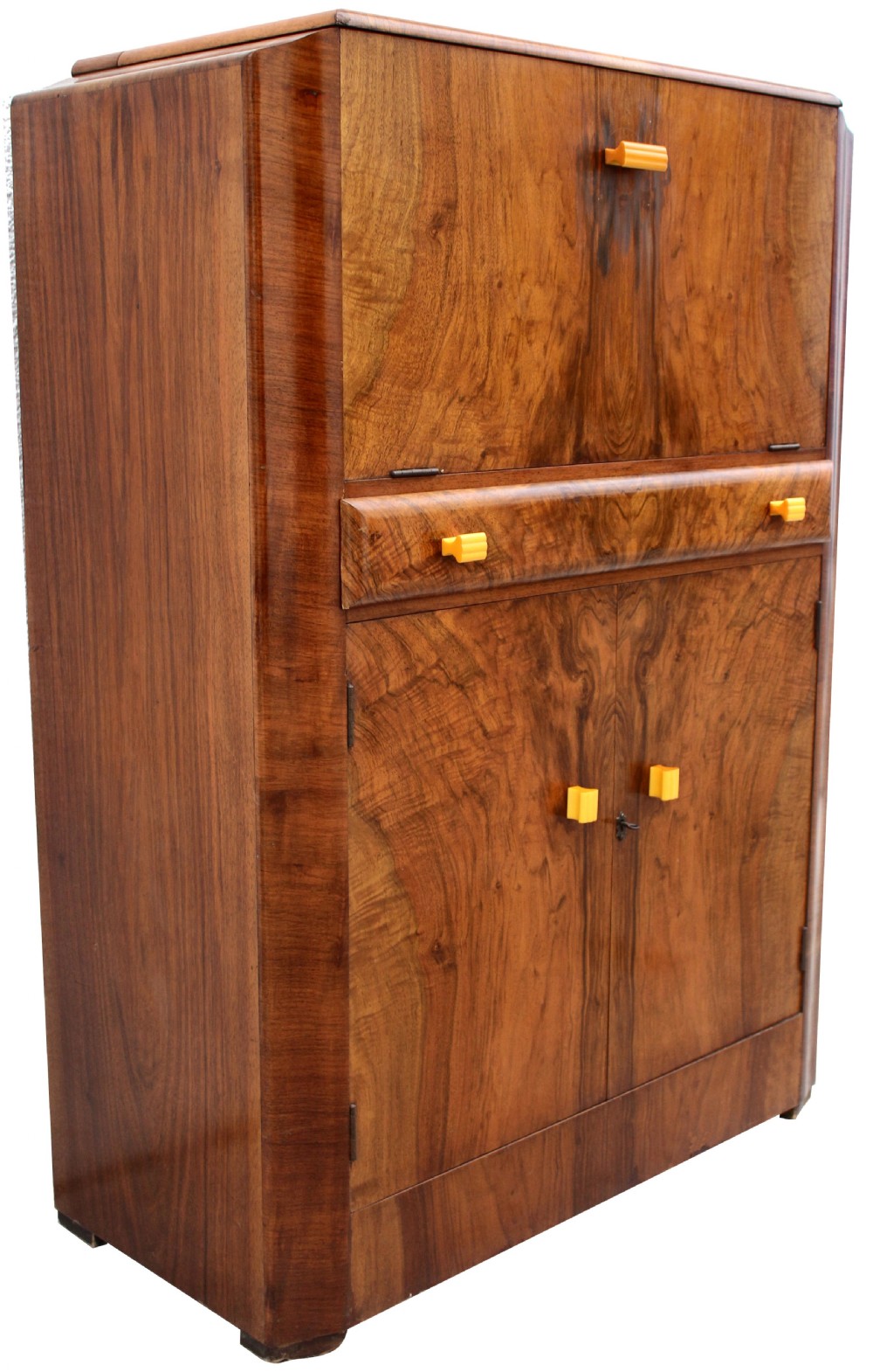 Art Deco Walnut Upright Cocktail Cabinet, c1930's  View II