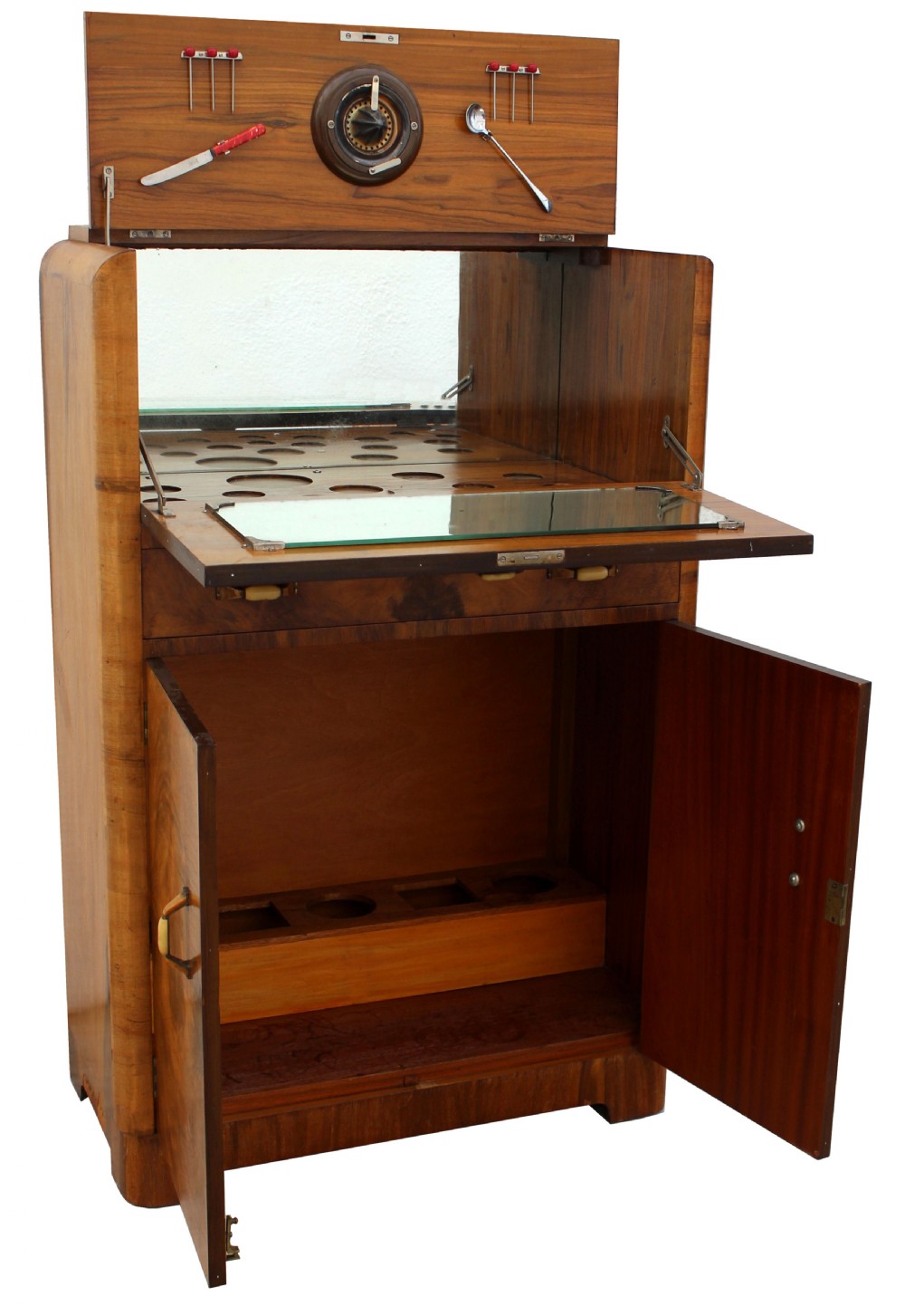 Art Deco Walnut Upright Cocktail Cabinet, c1930's  View VII