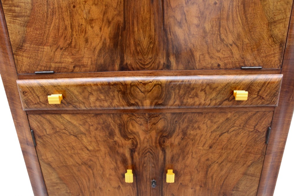 Art Deco Walnut Upright Cocktail Cabinet, c1930's  View VIII