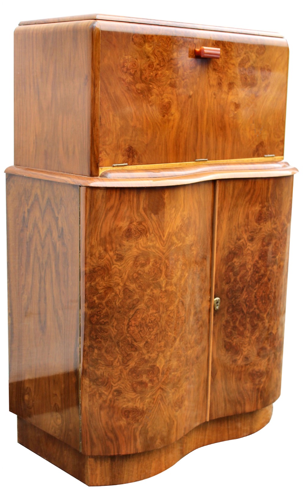 Art Deco Serpentine Fronted Cocktail Cabinet In Walnut, c1938 View II