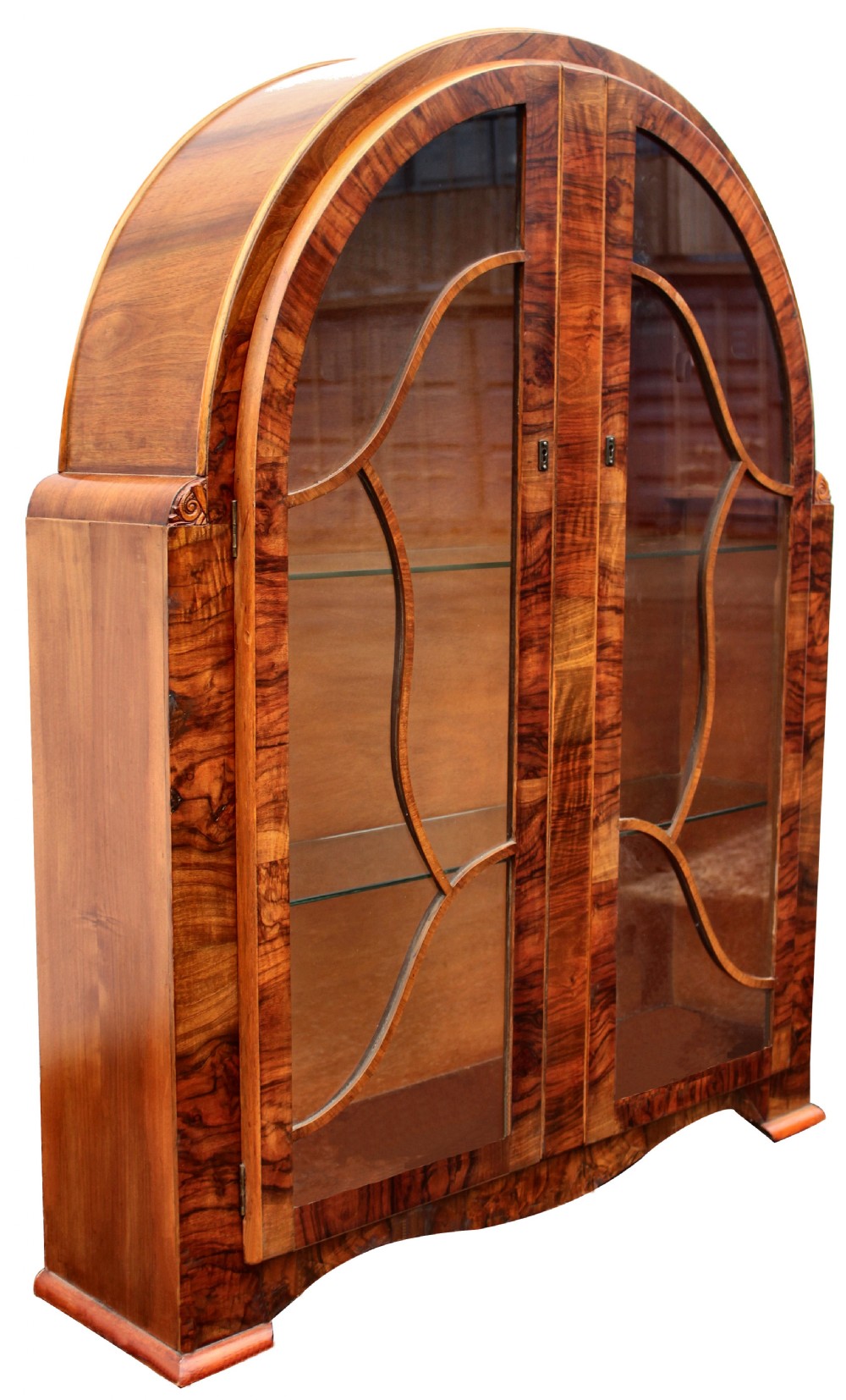Art Deco Heavily Figured Walnut Display Cabinet, c1930 View II