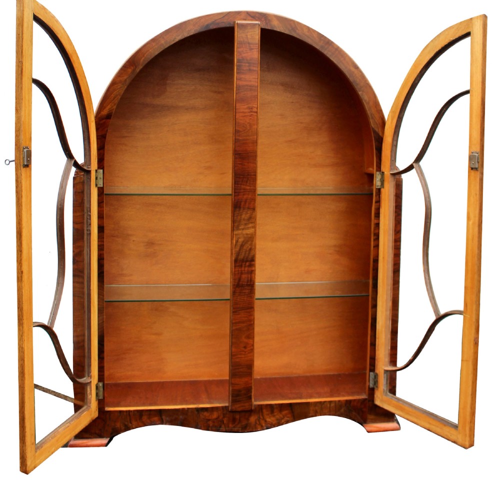 Art Deco Heavily Figured Walnut Display Cabinet, c1930 View III