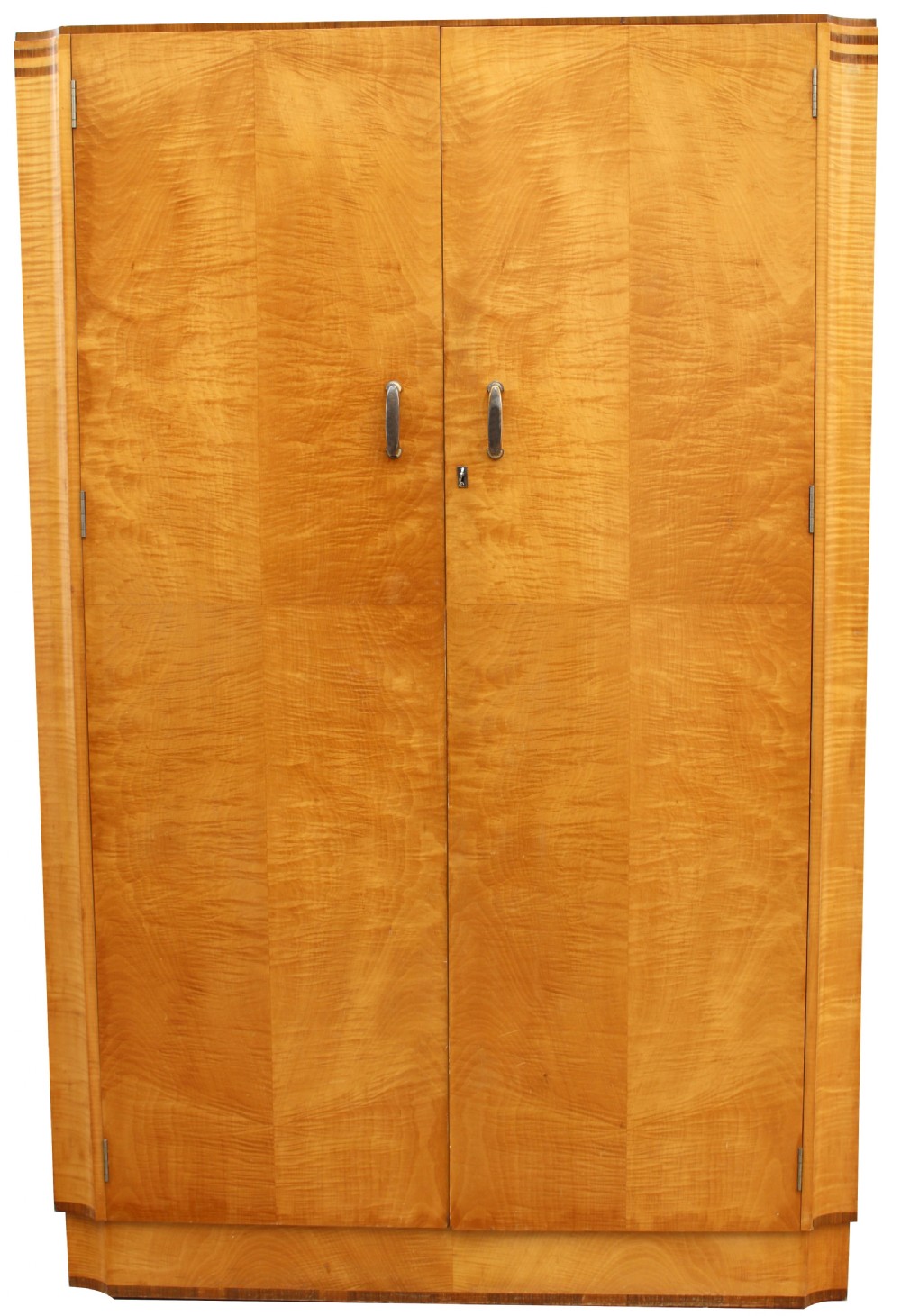 Art Deco Blonde Tiger Grain Birch Double Wardrobe, c1930