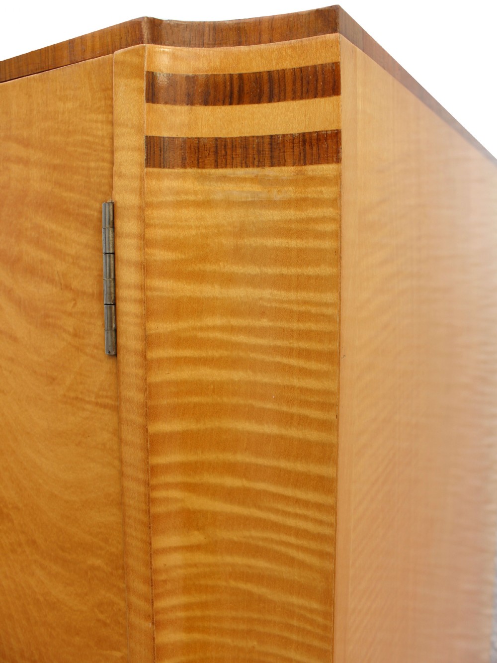 Art Deco Blonde Tiger Grain Birch Double Wardrobe, c1930 View IV