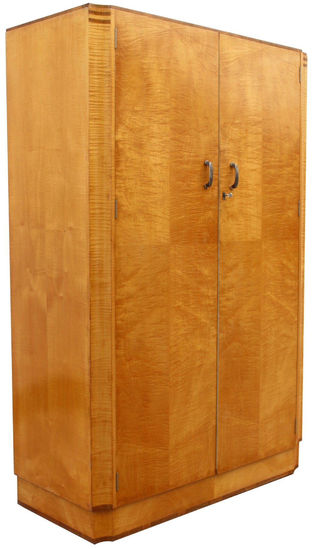 Art Deco Blonde Tiger Grain Birch Double Wardrobe, c1930 View VI