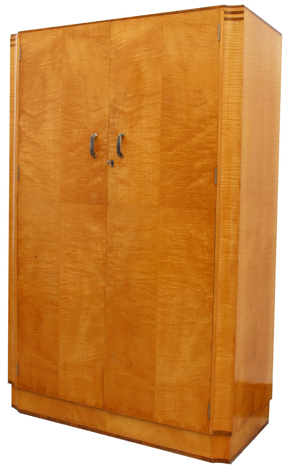 Art Deco Blonde Tiger Grain Birch Gents Wardrobe, c1930 View IV