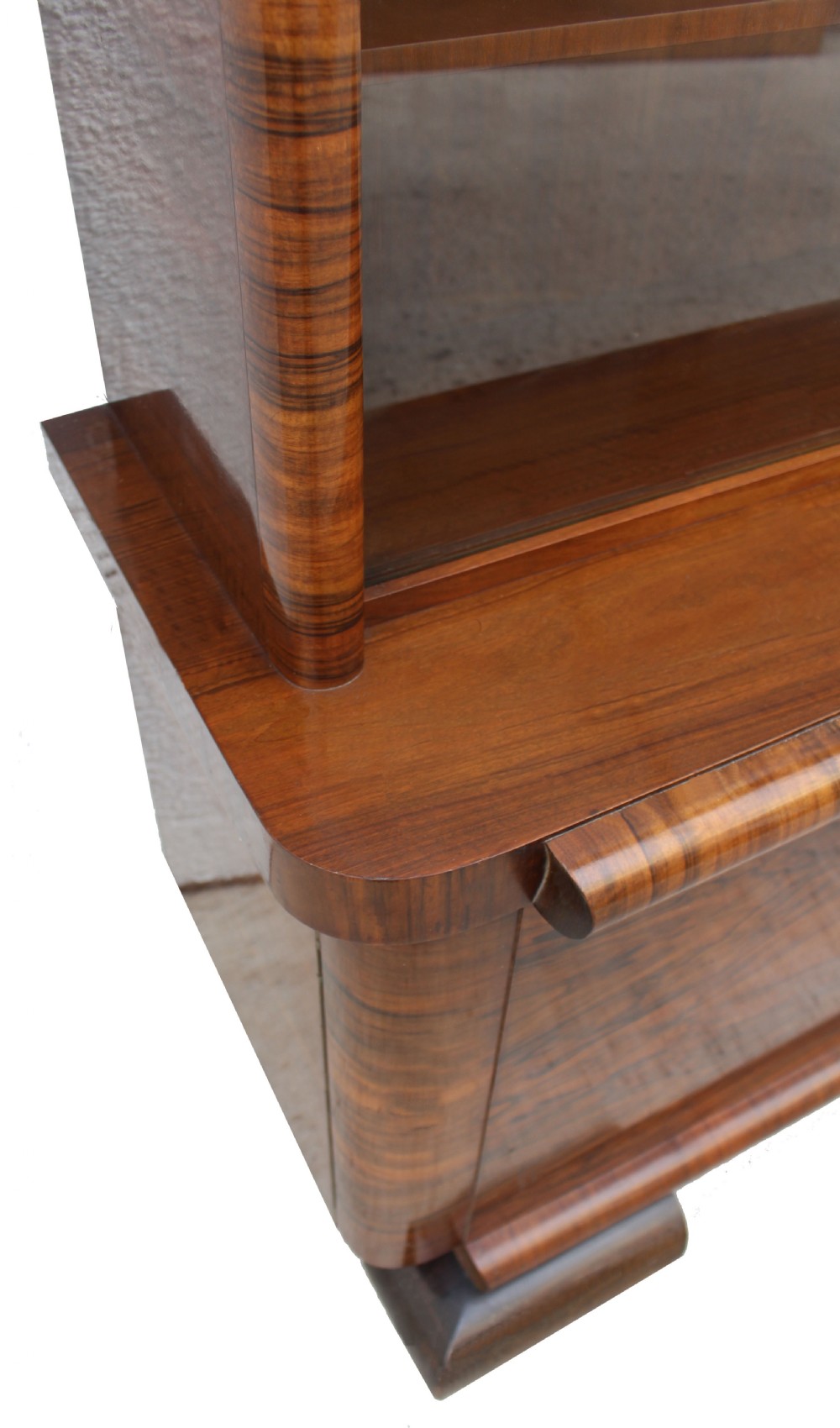 Art Deco Figured Walnut Bookcase, Circa 1930 View III