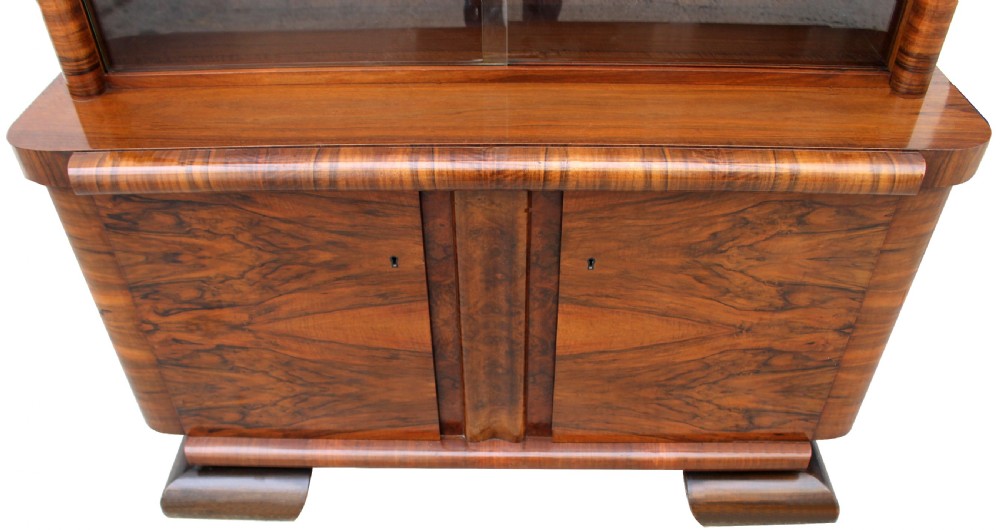 Art Deco Figured Walnut Bookcase, Circa 1930 View VI
