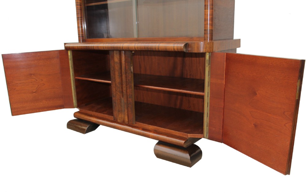 Art Deco Figured Walnut Bookcase, Circa 1930 View VIII