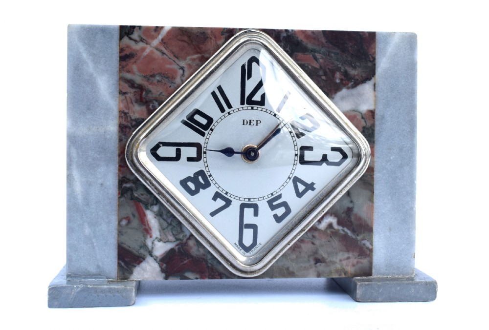 Art Deco French Marble Clock By Dep, c1930's