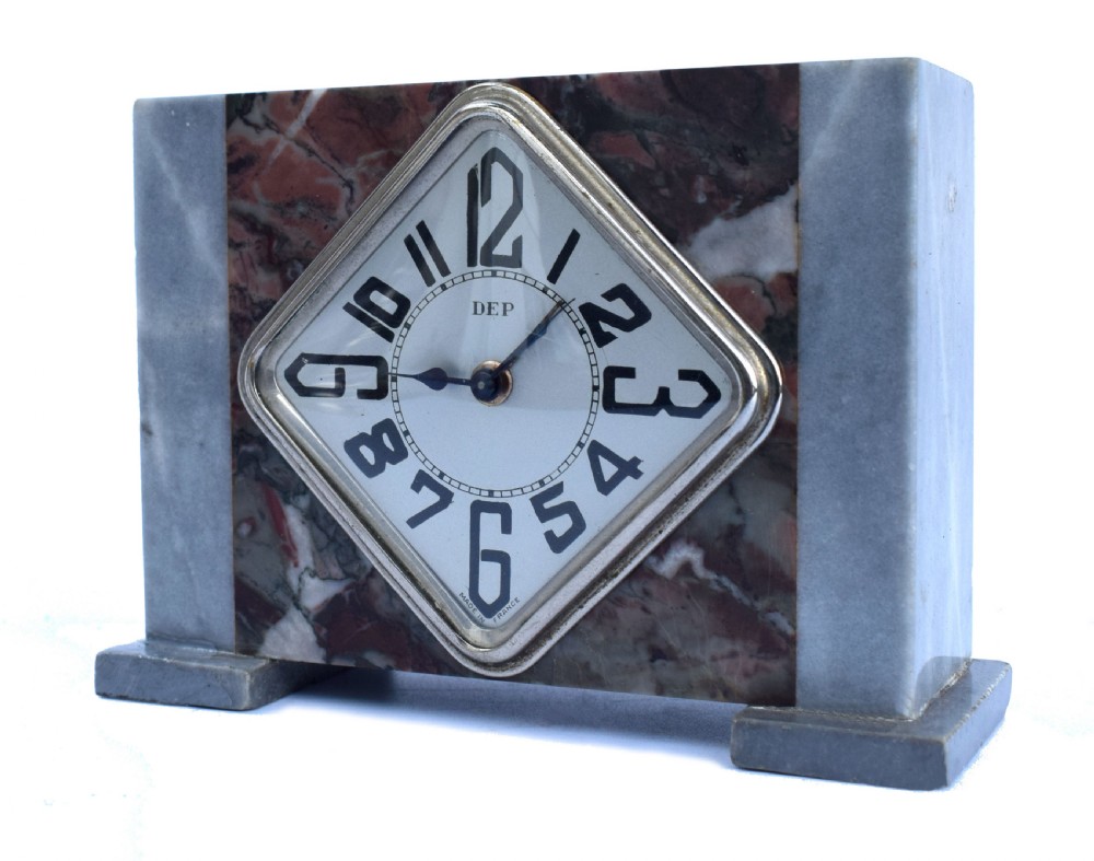 Art Deco French Marble Clock By Dep, c1930's View V