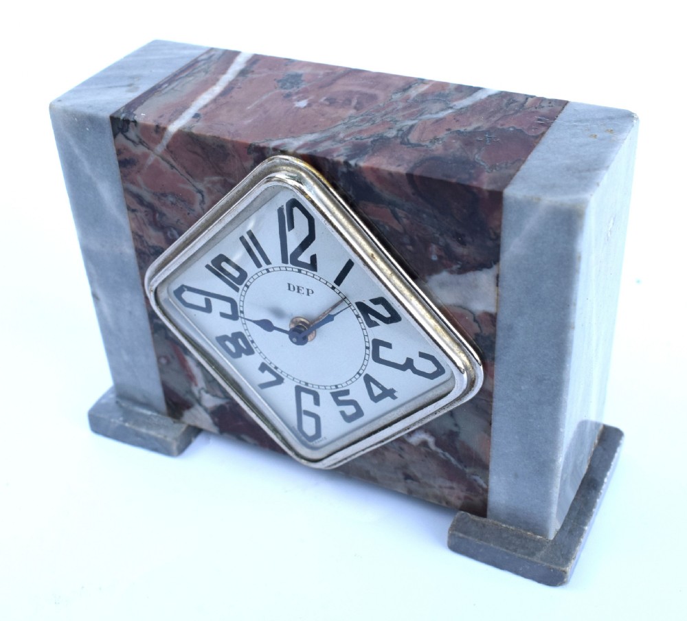 Art Deco French Marble Clock By Dep, c1930's View VI