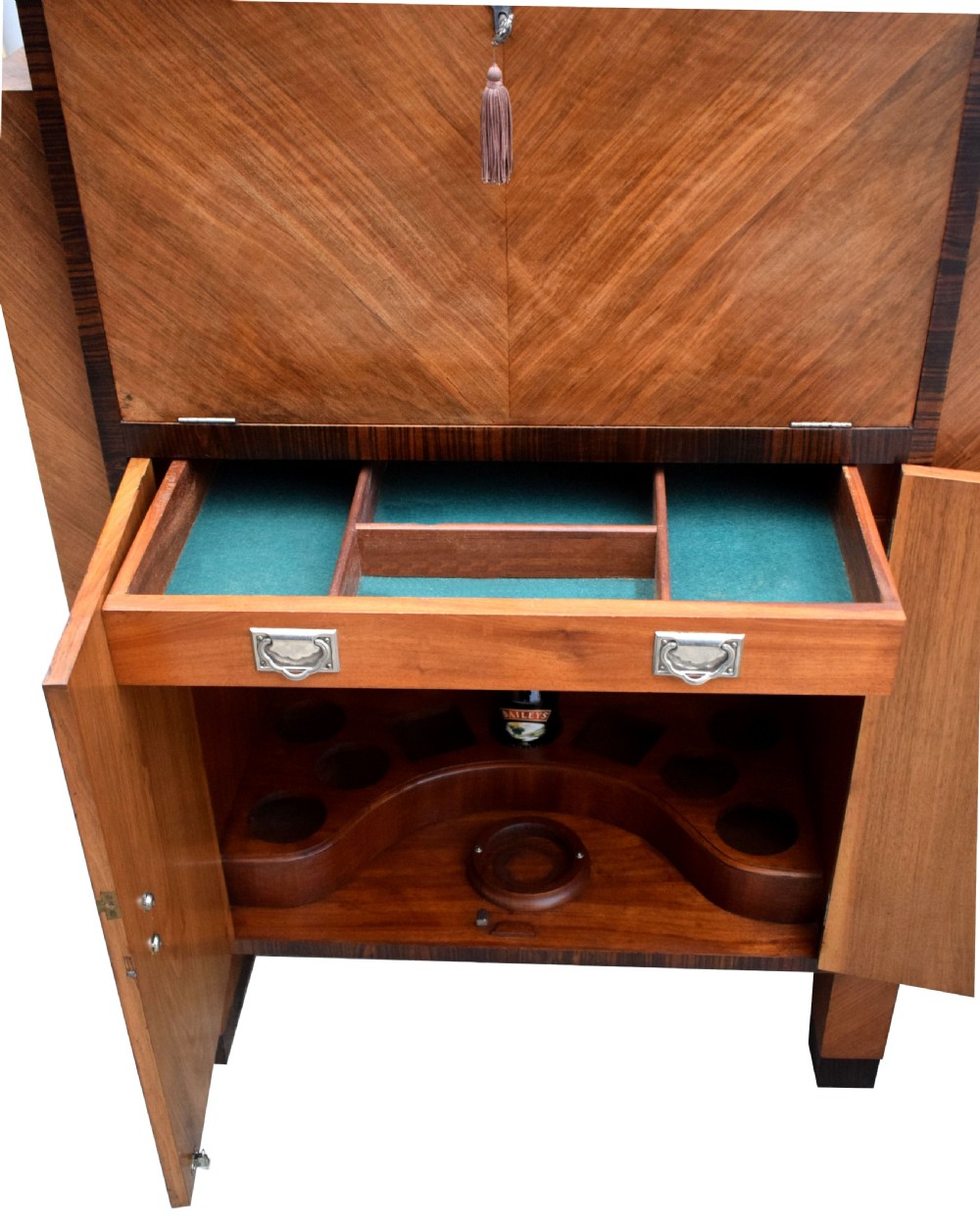 Art Deco Modernist Cocktail Cabinet, Dry Bar in Walnut & Macassar Ebony, c1930 View V