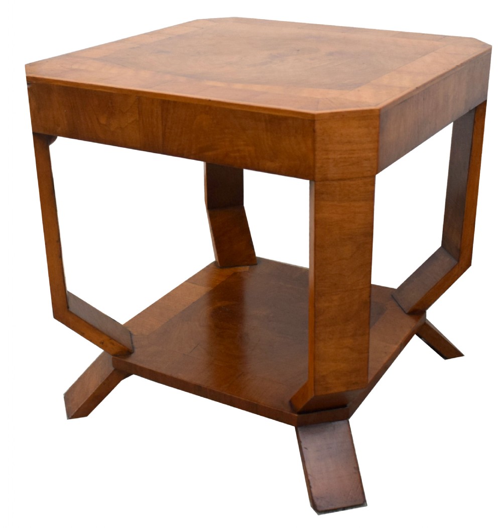 1930's Art Deco Occasional Two Tier Walnut Table, Circa 1930 View III