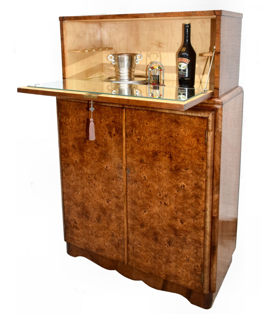 Art Deco Walnut Upright Cocktail Cabinet, c1930's