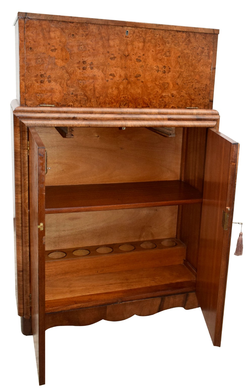 Art Deco Walnut Upright Cocktail Cabinet, c1930's View V