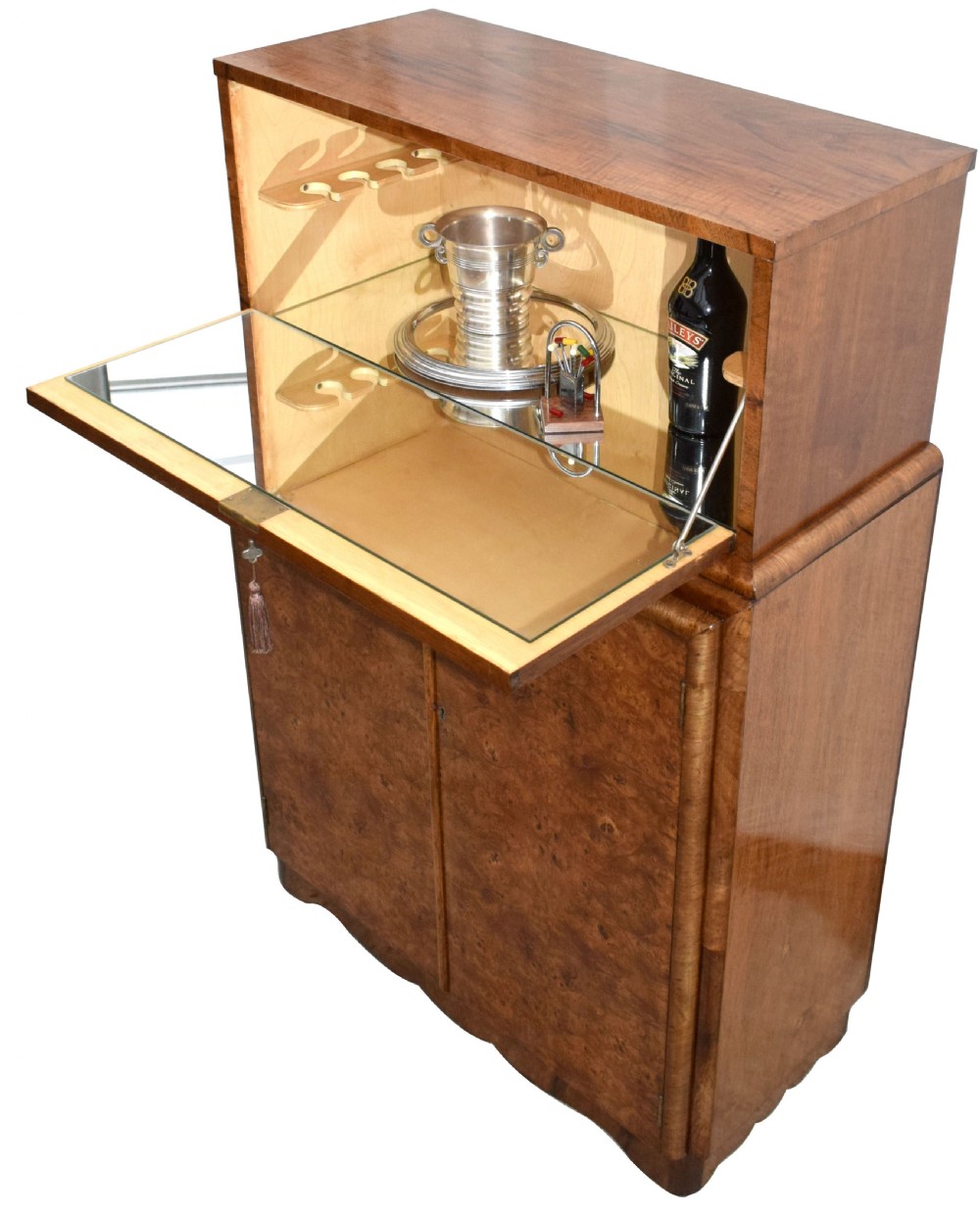 Art Deco Walnut Upright Cocktail Cabinet, c1930's View VIII