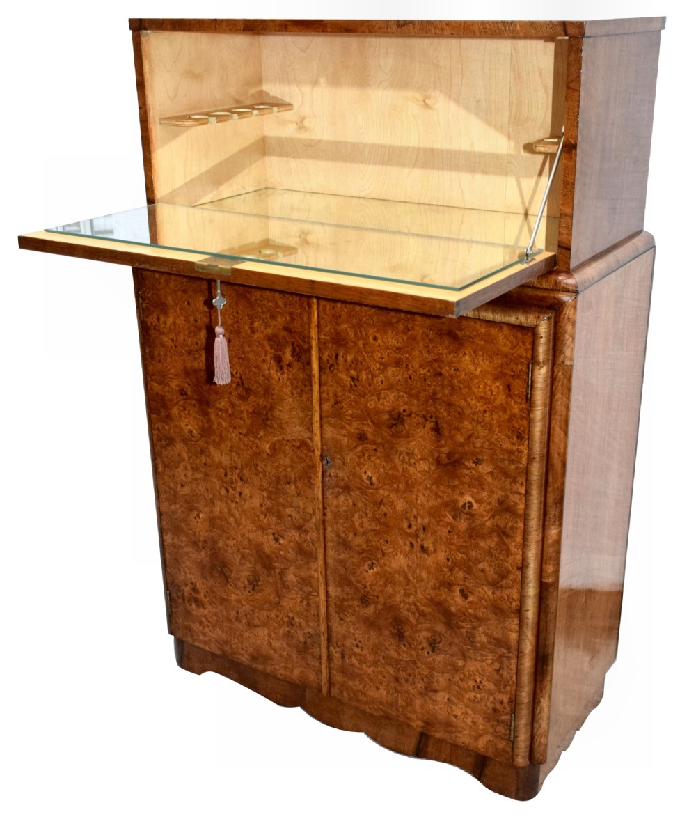 Art Deco Walnut Upright Cocktail Cabinet, c1930's View IX
