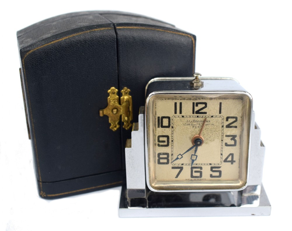 Art Deco Skyscraper Chrome Alarm Clock, French, c1930 View II