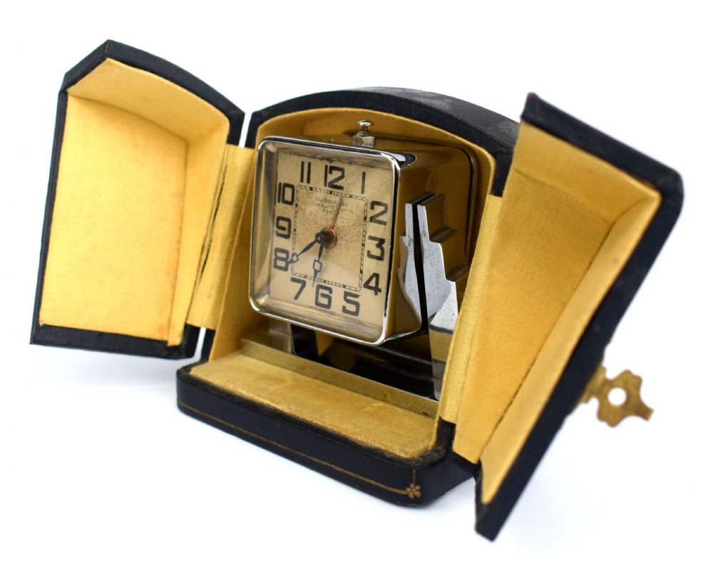 Art Deco Skyscraper Chrome Alarm Clock, French, c1930 View III
