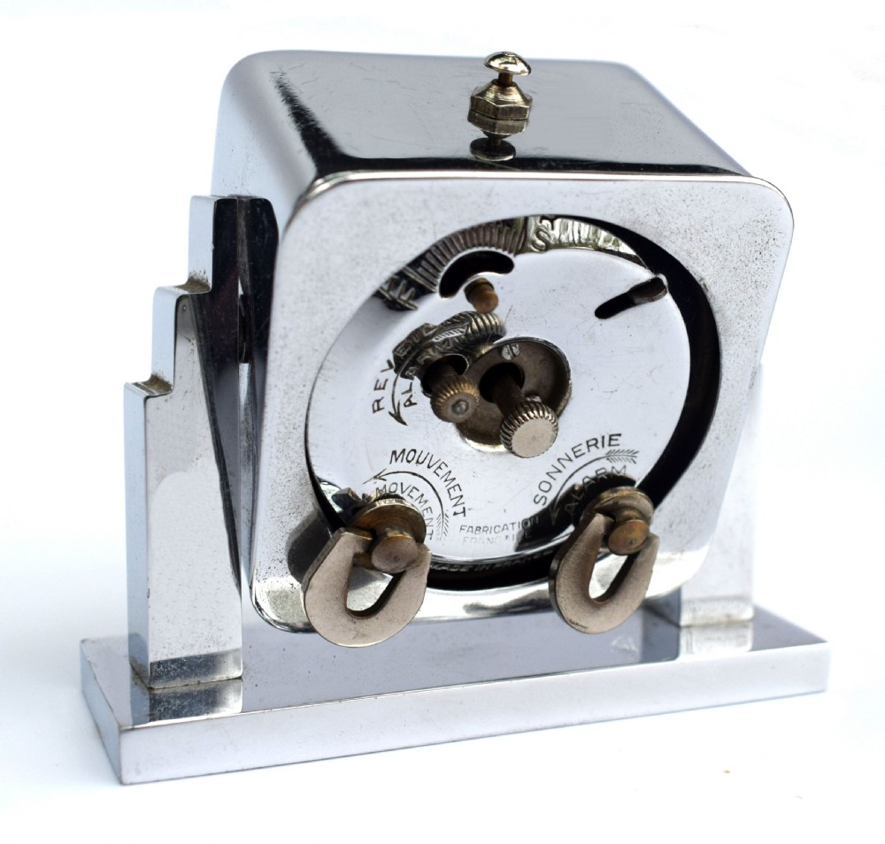 Art Deco Skyscraper Chrome Alarm Clock, French, c1930 View VI